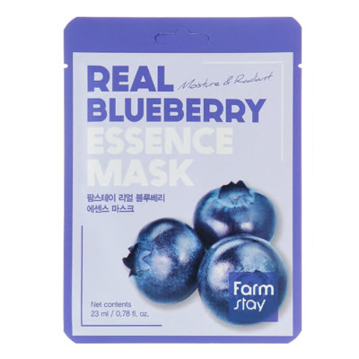 Маска для лица сужения пор с экстрактом черники FarmStay Real Blueberry Essence Mask 23 ml