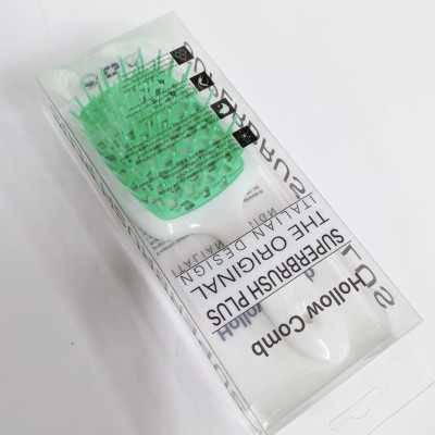 Гребінець для волосся білий SUPERBRUSH із зеленою щетиною