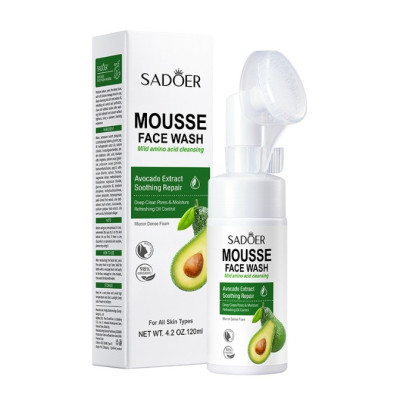 Мусс-пенка очищающая с массажной щеточкой Sadoer Avocado Extract Soothing Repear Face Mousse 120 мл