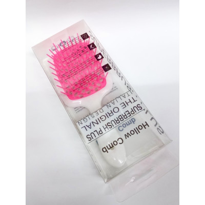 Гребінець для волосся білий SUPERBRUSH з рожевою щетиною
