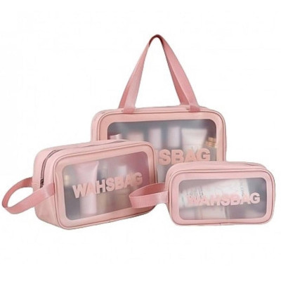 Набор косметичек 3 в 1 Washbag розовый