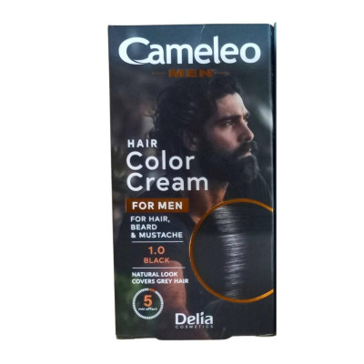 Краска для бороды, усов, бакенбардов мужская Delia Cameleo Men 1.0 Черный, 30мл