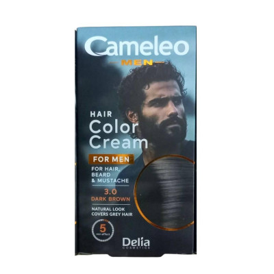 Краска для бороды, усов, бакенбардов мужская Delia Cameleo Men 3.0 темно-коричневая, 30мл