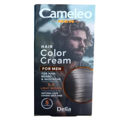 Краска для бороды, усов, бакенбардов мужская Delia Cameleo Men 5.0 светло-коричневая, 30мл