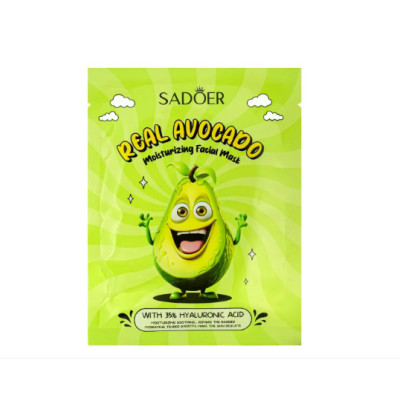 Маска тканевая для лица с экстрактом авокадо Sadoer Real Avocado Moisturizing Facial Mask