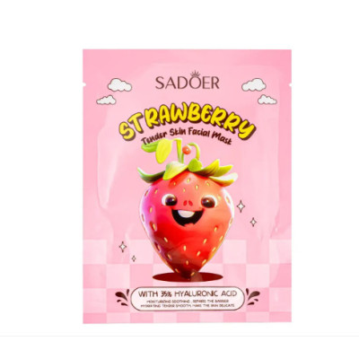 Маска тканевая по уходу за кожей лица с экстрактом клубники Sadoer Real Strawberry Tender Skin Facial Mask