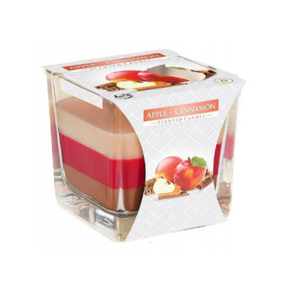 Свеча ароматическая трехслойная в стеклянном подсвечнике Apple-Cinnamon, 170 гр (32 ч горения) Snk-80