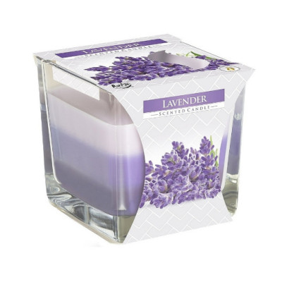 Свеча ароматическая трехслойная в стеклянном подсвечнике Lavender, 170 гр (32 ч горения) Snk-80