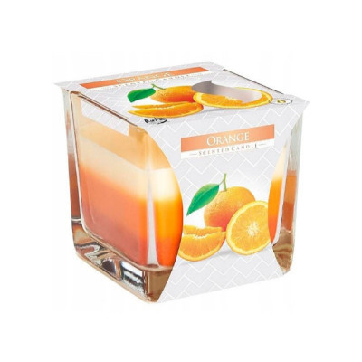 Свеча ароматическая трехслойная в стеклянном подсвечнике Orange, 170 гр (32 ч горения) Snk-80