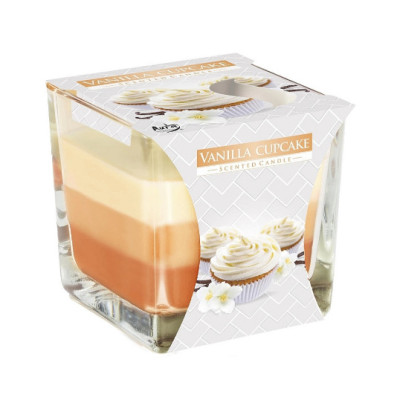 Свеча ароматическая трехслойная в стеклянном подсвечнике Vanila Cupcake, 170 гр (32 ч горения) Snk-80