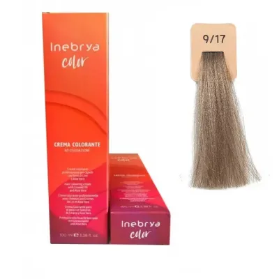 Краска Inebrya Color 9/17 very light cashmere blonde крем-краска 9/17 очень светлый кашемировый блонд