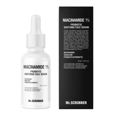 Заспокійлива сироватка для обличчя Niacinamide 1%  Probiotic Soothing Face Serum Mr.SCRUBBER 30 мл