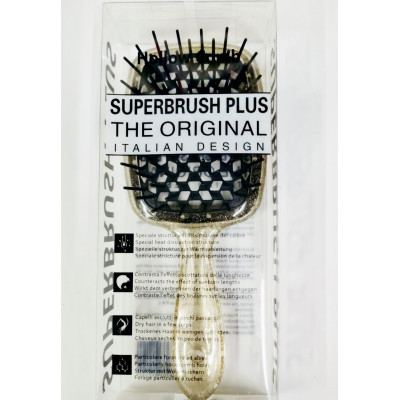 Расческа прозрачная с блестками Superbrush с черной щетиной