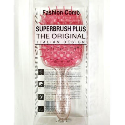 Расческа прозрачная с блестками Superbrush с розовой щетиною