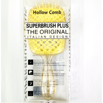 Расческа прозрачная с блестками Superbrush с желтой щетиной