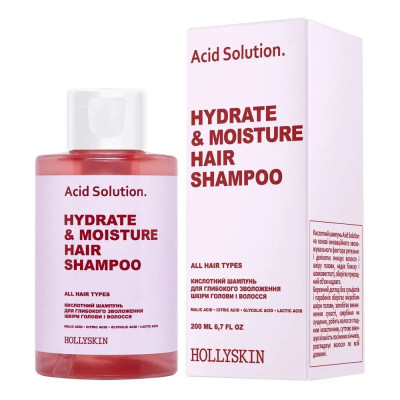 Кислотный шампунь для глубокого увлажнения кожи головы и волос HOLLYSKIN Acid Solution 200 мл