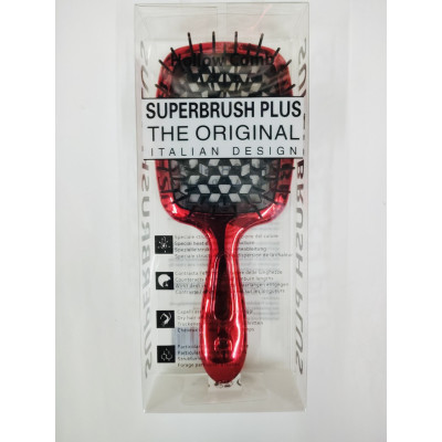 Расческа Superbrush  ХРОМ красная с черной щетиной