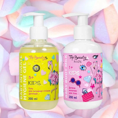 Набор косметики для детей Top Beauty (гель для интимной гигиены + молочко для тела)