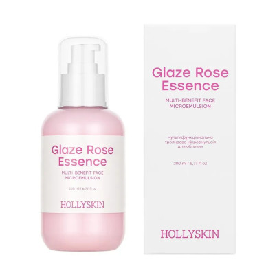 Мультифункциональная розовая микроэмульсия для лица Hollyskin Glaze Rose Essence 200 мл