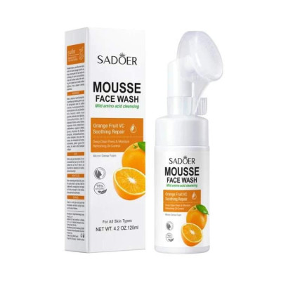 Мусс-пенка очищающая с массажной щеточкой Sadoer Orange Extract Soothing Repear Face Mousse 120 мл