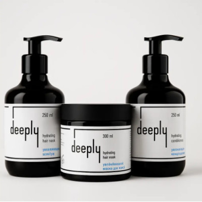Зволожуючий набір для волосся deeply hydrating 3-в-1 (шампунь 250 мл + кондиціонер 250 мл + маска 300 мл)