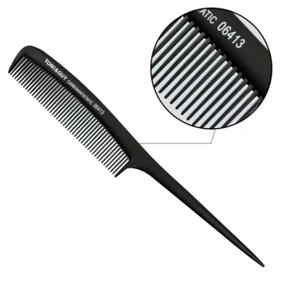 Гребень для волос с ручкой черный T&G Carbon 06413
