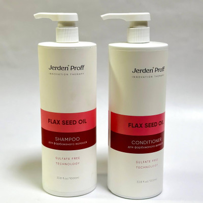 Набор косметики для окрашенных волос Flax Seed Oil Jerden PROFF (шампунь 1000 мл + кондиционер 1000 мл)