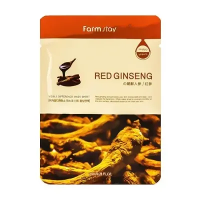 Маска для лица увлажняющая с экстрактом женьшеня FarmStay Red Ginseng Visible Difference Mask 23 ml
