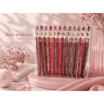 Набор карандашей для губ с точилкой Flormar matte color lipstick (12 шт) ЯРКИЕ