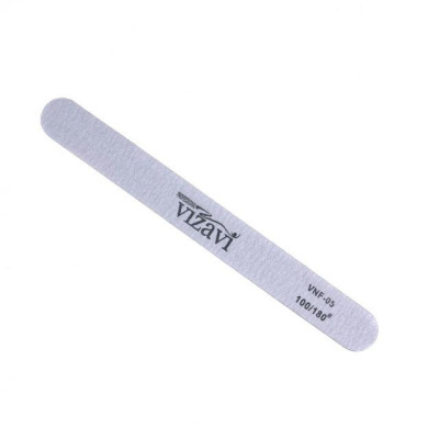 Пилка Vizavi прямая узкая для искусственных ногтей, абразивность 100/180 VNF-05