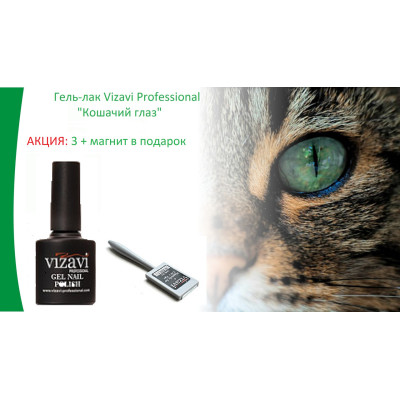 3 Гель-лака Кошачий глаз Vizavi Professional + Магнит